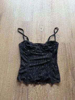 Princess Polly Black Polka Dot Bustier Corset Top Size 2